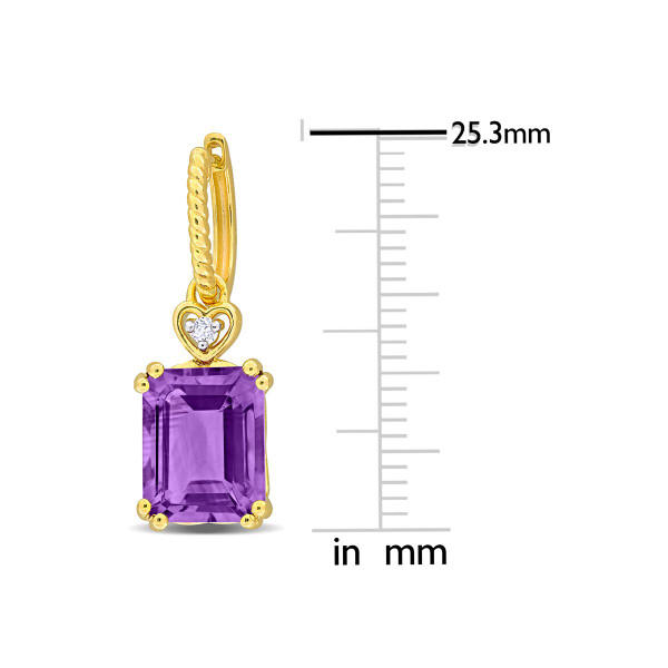 6.40 Carat (ctw) Amethyst Dangle Earrings in Gold Plated Sterling product image