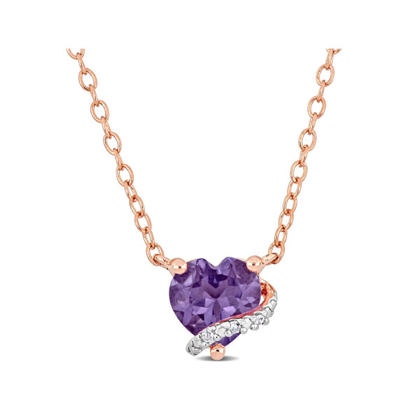 1/2 Carat (ctw) Amethyst Heart Solitaire Pendant Necklace product image