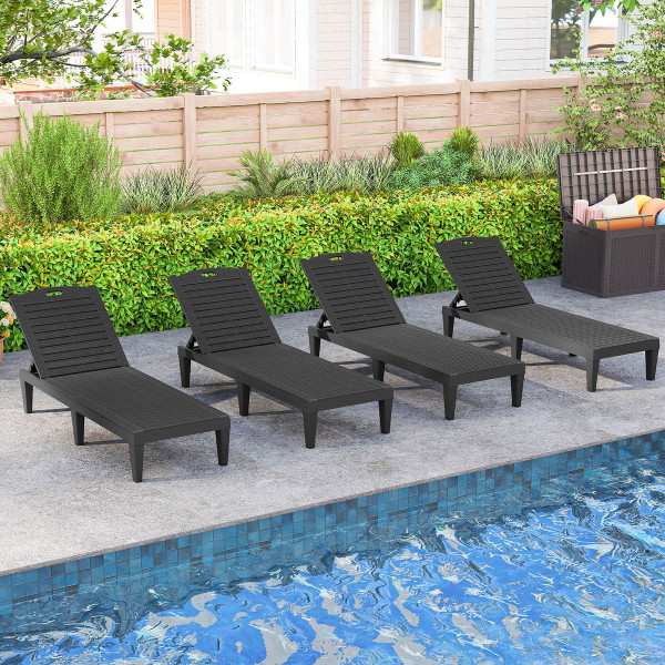 Chaise Lounge Chairs with 5-Position Adjustable Backrest (Set of 2) product image