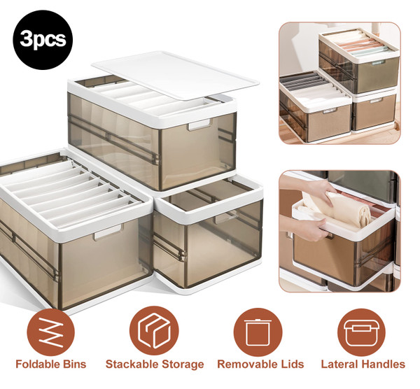 Foldable Storage Bins with Lids (3-Pack) product image