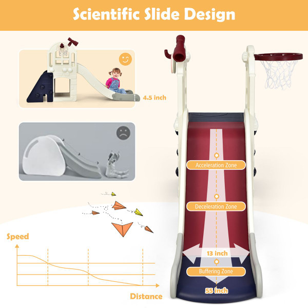 6-In-1 Large Slide for Kids with 3-Step Ladder product image