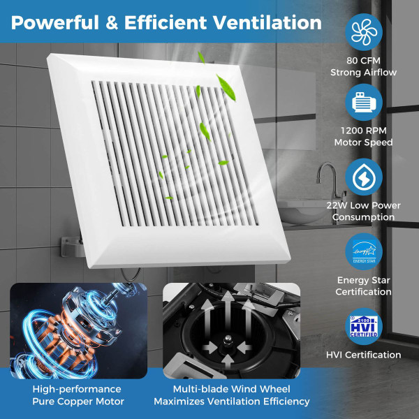 80 CFM Ceiling Mount Bathroom Exhaust Fan product image