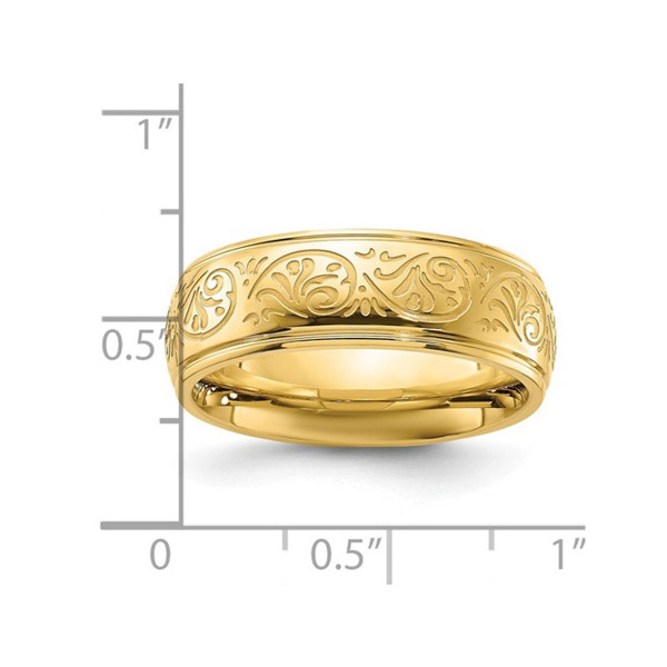 Plated Stainless Steel 7.5mm Etched Design Band Ring product image