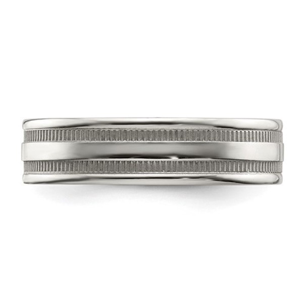 Stainless Steel Grooved Wedding Band Ring product image