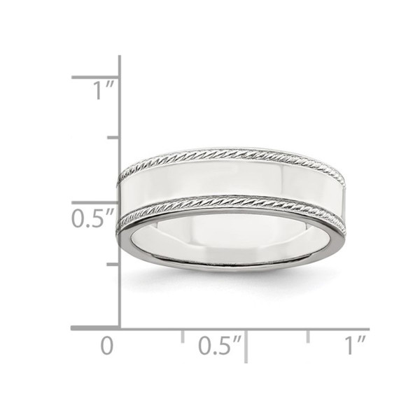 Sterling Silver Edge Design Wedding Band (6mm) product image