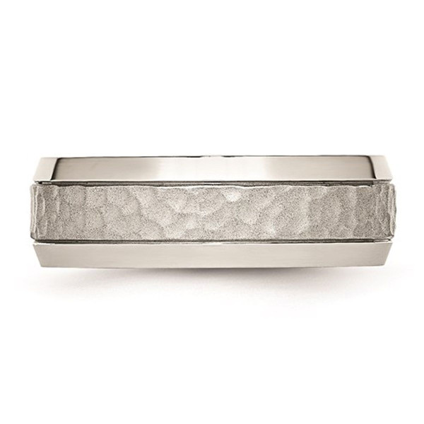 Men's Hammered Stainless Steel Wedding Band (7.5mm) product image