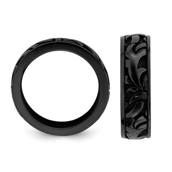 Men's Black Titanium Pattern Band Ring - 7mm  product image