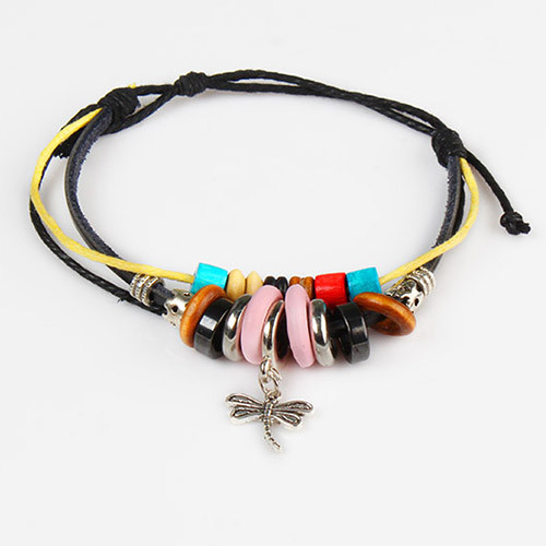 Dragonfly Pendant Leather Charm Bracelet product image