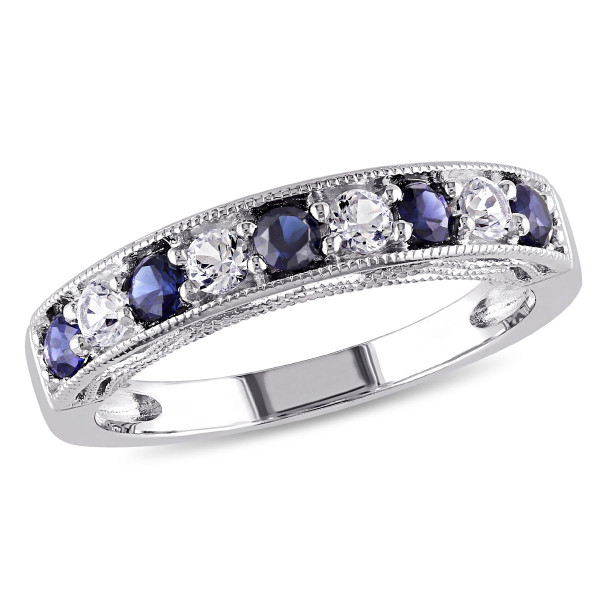 4/5 Carat (ctw) Lab-Created Dark Blue and White Sapphire Ring product image