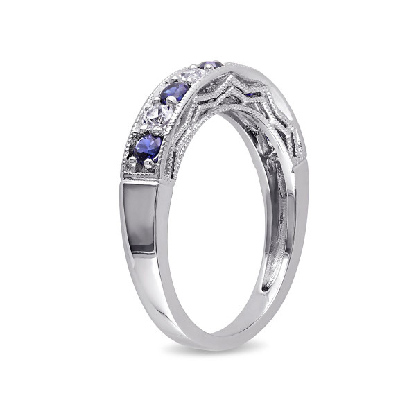4/5 Carat (ctw) Lab-Created Dark Blue and White Sapphire Ring product image