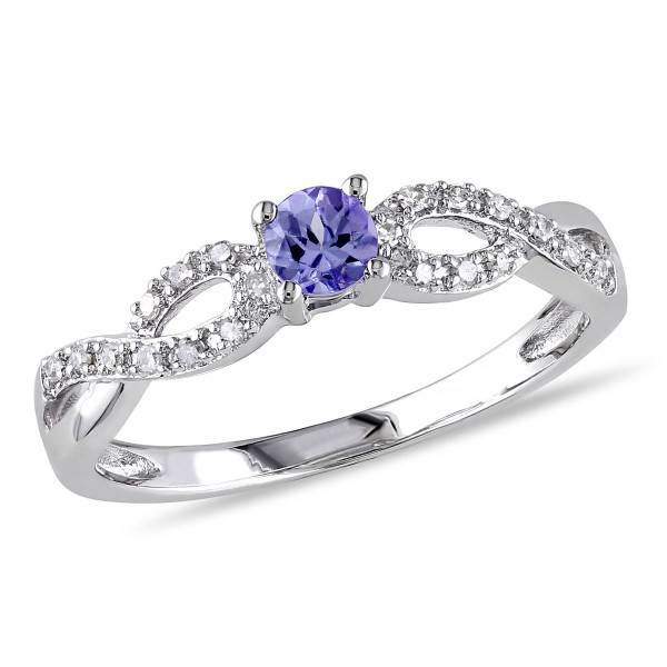 1/6 Carat (ctw) Tanzanite Infinity Ring with Accent Diamonds product image