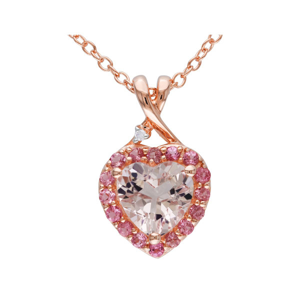 1.33  Carat (ctw) Morganite and Pink Tourmaline Heart Necklace product image