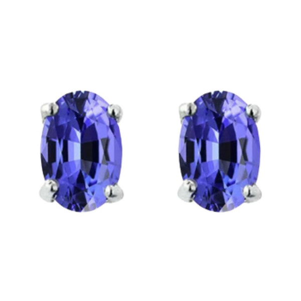 925 Sterling Silver 2ct Genuine Tanzanite Round Stud Earrings product image