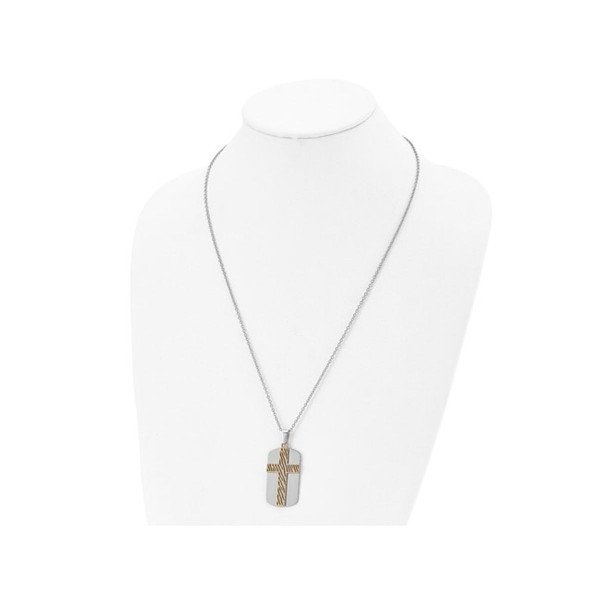 Men's Gold Plated Stainless Steel Cross Dogtag Necklace  product image