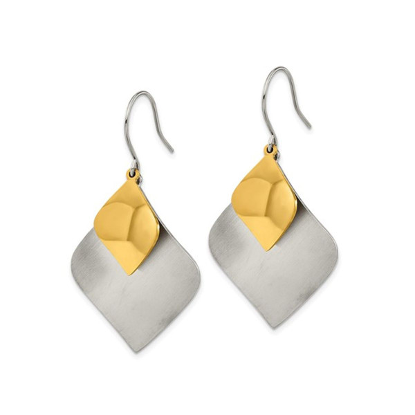 Brushed and Polished Yellow Plated Dangle Earrings product image