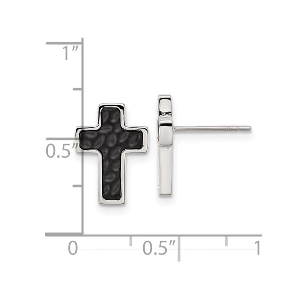 Stainless Steel Polished and Black Plated Cross Earrings product image