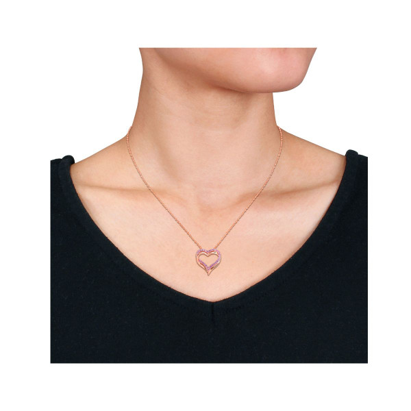 1/2 Carat (ctw) Lab-Created Pink Sapphire Heart Necklace product image