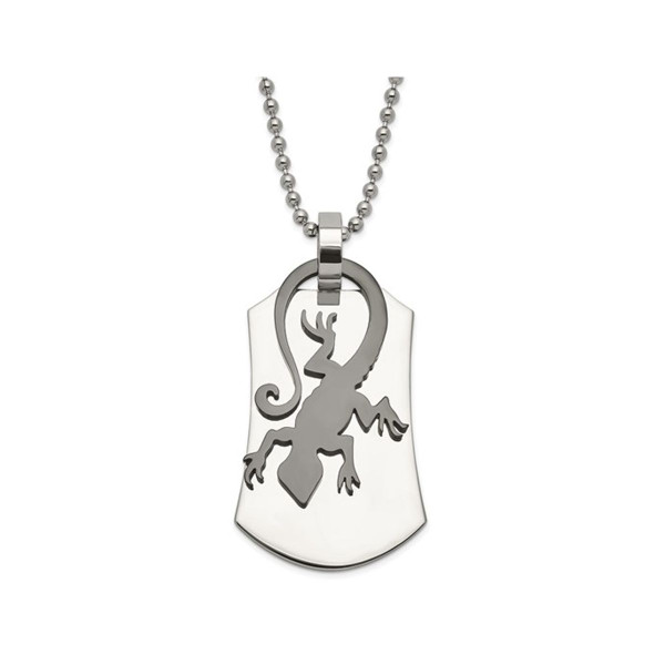 Stainless Steel Lizard Dogtag Necklace with Chain (24") product image