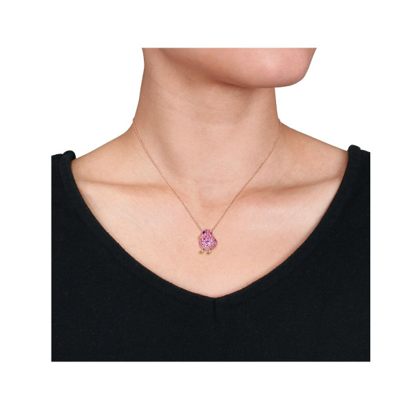 2.40 Carat (ctw) Lab-Created Blue and Pink Sapphire Bird Necklace product image