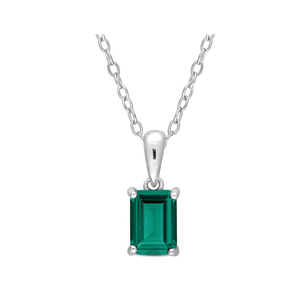 7/8 Carat (ctw) Emerald-Cut Lab-Created Emerald Necklace product image