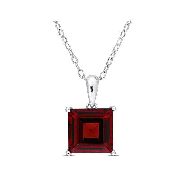 3.10 Carat (ctw) Princess-Cut Garnet Solitaire Necklace product image