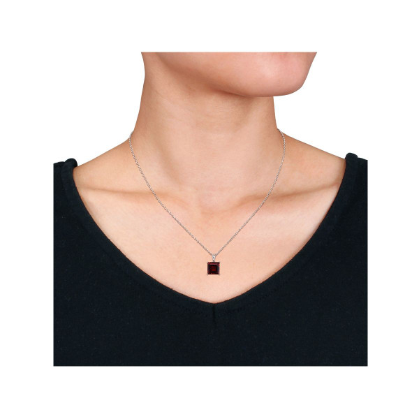 3.10 Carat (ctw) Princess-Cut Garnet Solitaire Necklace product image