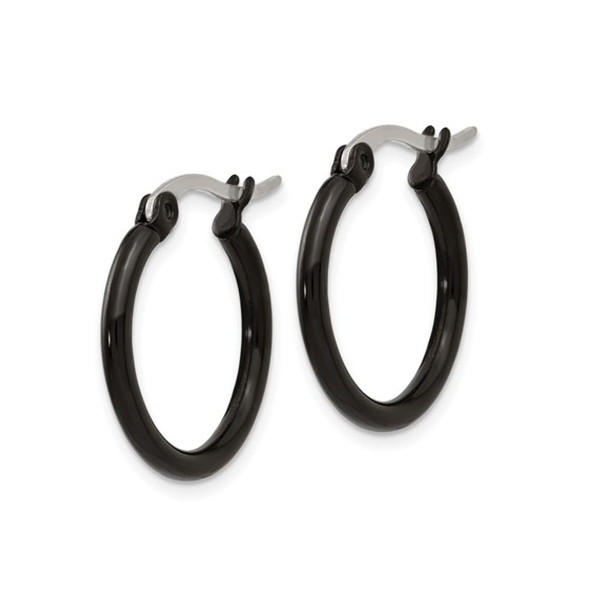 Stainless Steel Polished Black Plated Hoop Earrings (19mm) product image