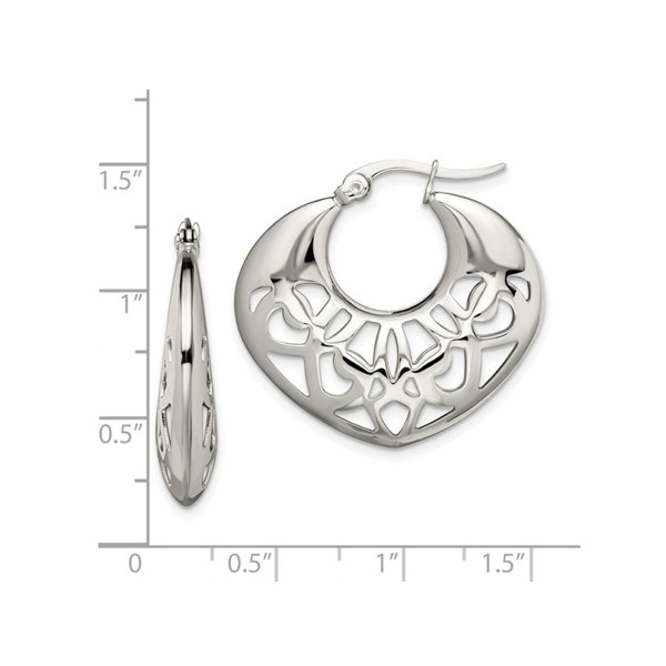 Stainless Steel Polished Fancy Cut-Out Hoop Earrings product image