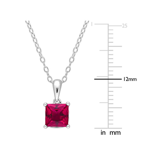 1.46 Carat (ctw) Lab-Created Ruby Princess-Cut Solitaire Necklace product image
