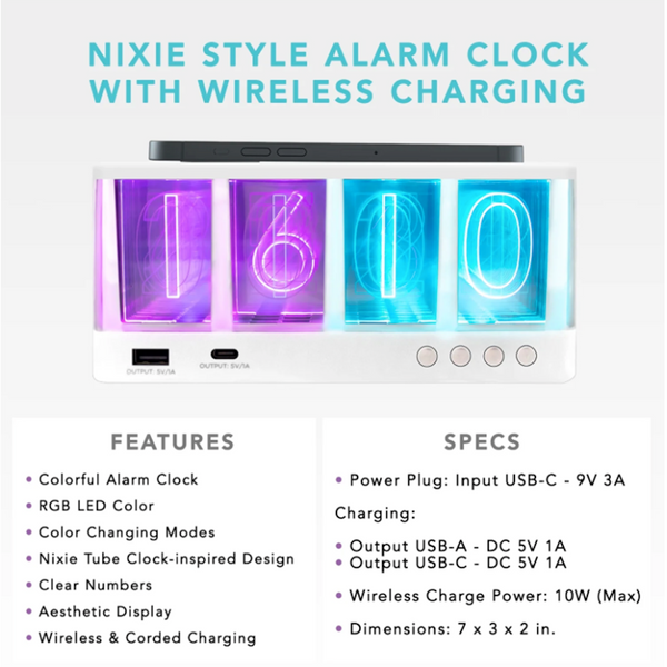Vintage Wireless Charging Glow Alarm Clock product image