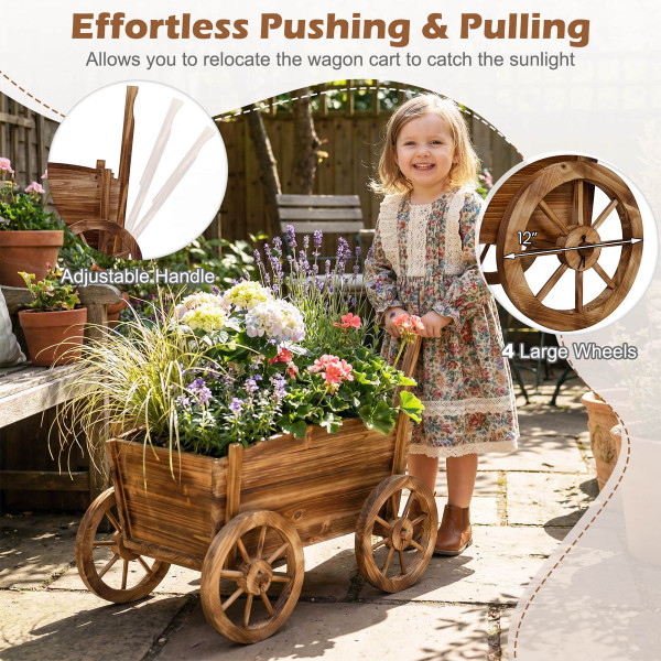 Rustic Wood Wagon Planter (1 or 2-Pack) product image