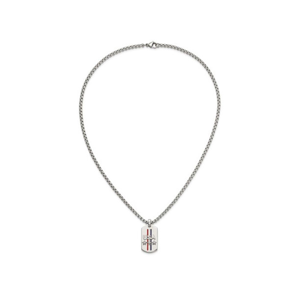Men's Stainless Steel USA and Stars Dog Tag Necklace  product image