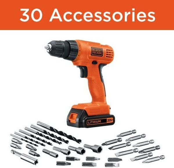 BLACK+DECKER® 20V Max Cordless Drill/Driver with 30-Piece Accessory Kit product image