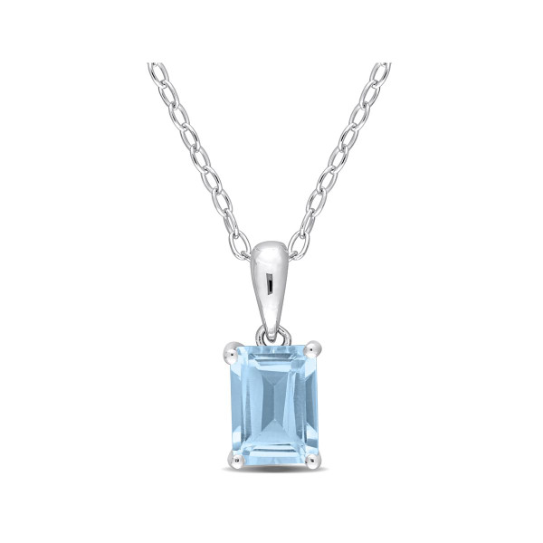 1.20 Carat (ctw) Blue Topaz Emerald-Cut Pendant Necklace product image