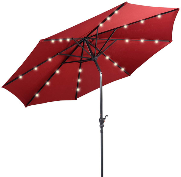 Outdoor Patio Umbrella with Solar Powered Lights and Stand product image