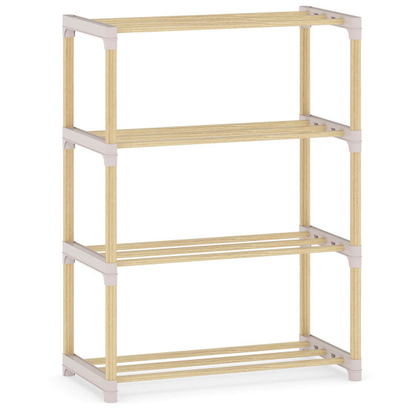 3/4-Tier Solid Wood Shoe Shelf Stand with Slatted Shelves product image