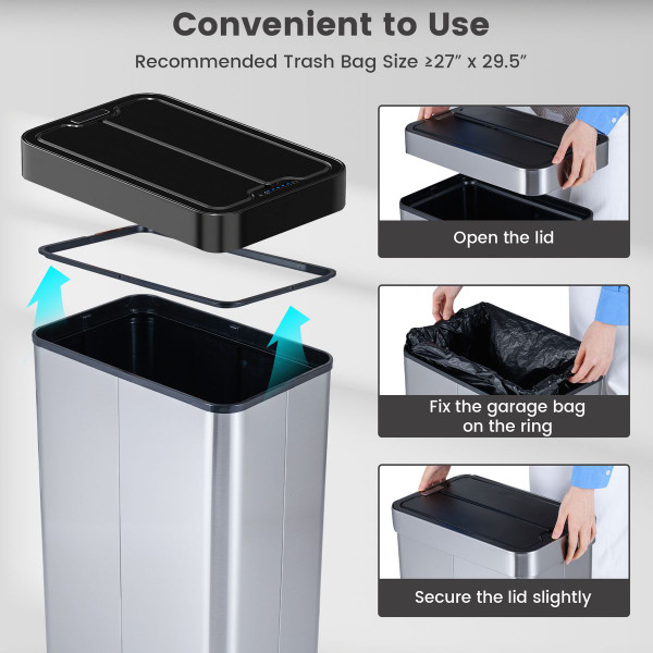 16-Gallon Trash Can with Wing Lid and Motion Sensor Technology product image