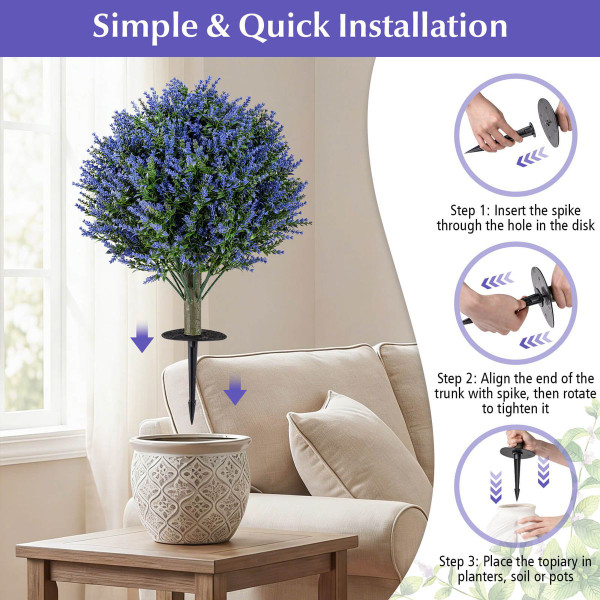 24" Artificial Lavender Topiary Ball Trees (2-Pack) product image