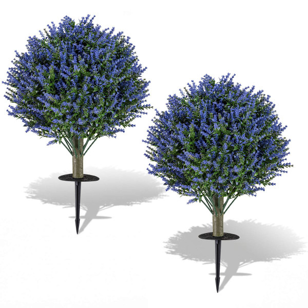 24" Artificial Lavender Topiary Ball Trees (2-Pack) product image