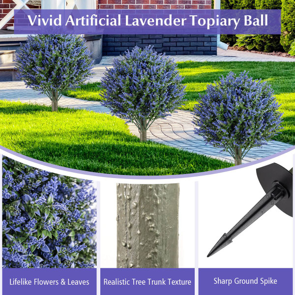 24" Artificial Lavender Topiary Ball Trees (2-Pack) product image