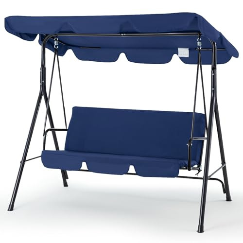 3-Seat Glider Patio Swing with Removable Cushion and Adjustable Canopy product image