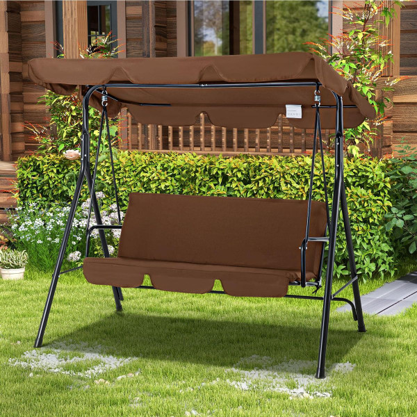 3-Seat Glider Patio Swing with Adjustable Canopy product image