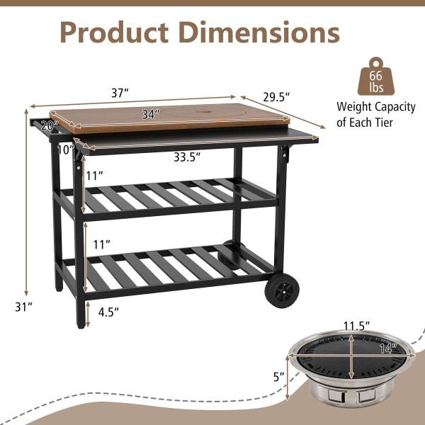 Outdoor Korean BBQ Grill Dining Cart product image