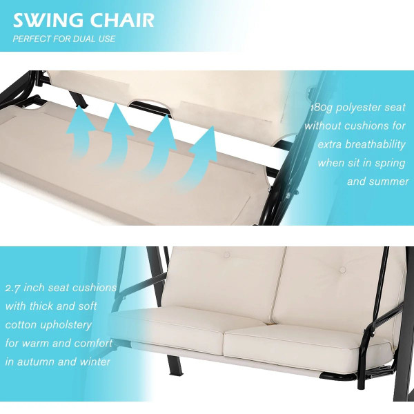 2-Seat Outdoor Patio Swing Chair with Adjustable Canopy product image