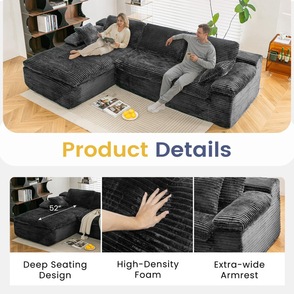 110" L-Shaped Modular Sectional Sofa with Fluffy Cushions product image