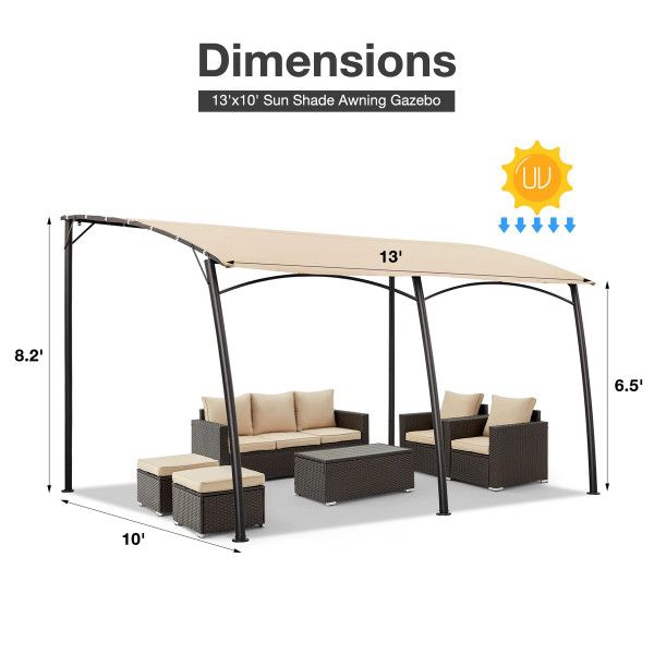 13'×10' Patio Awning for Porch, Pergola, and Gazebo product image