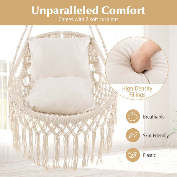 Macrame Swing Chair with Soft Cushions product image