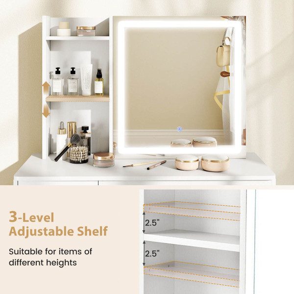 Vanity Desk with Sliding Mirror and 3 Lighting Colors  product image