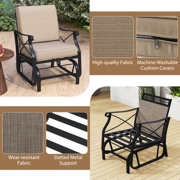 Outdoor Glider Rocking Chair with 105° Inclined Backrest product image