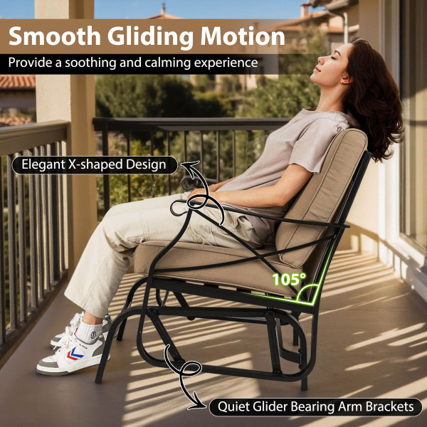 Outdoor Glider Rocking Chair with 105° Inclined Backrest product image